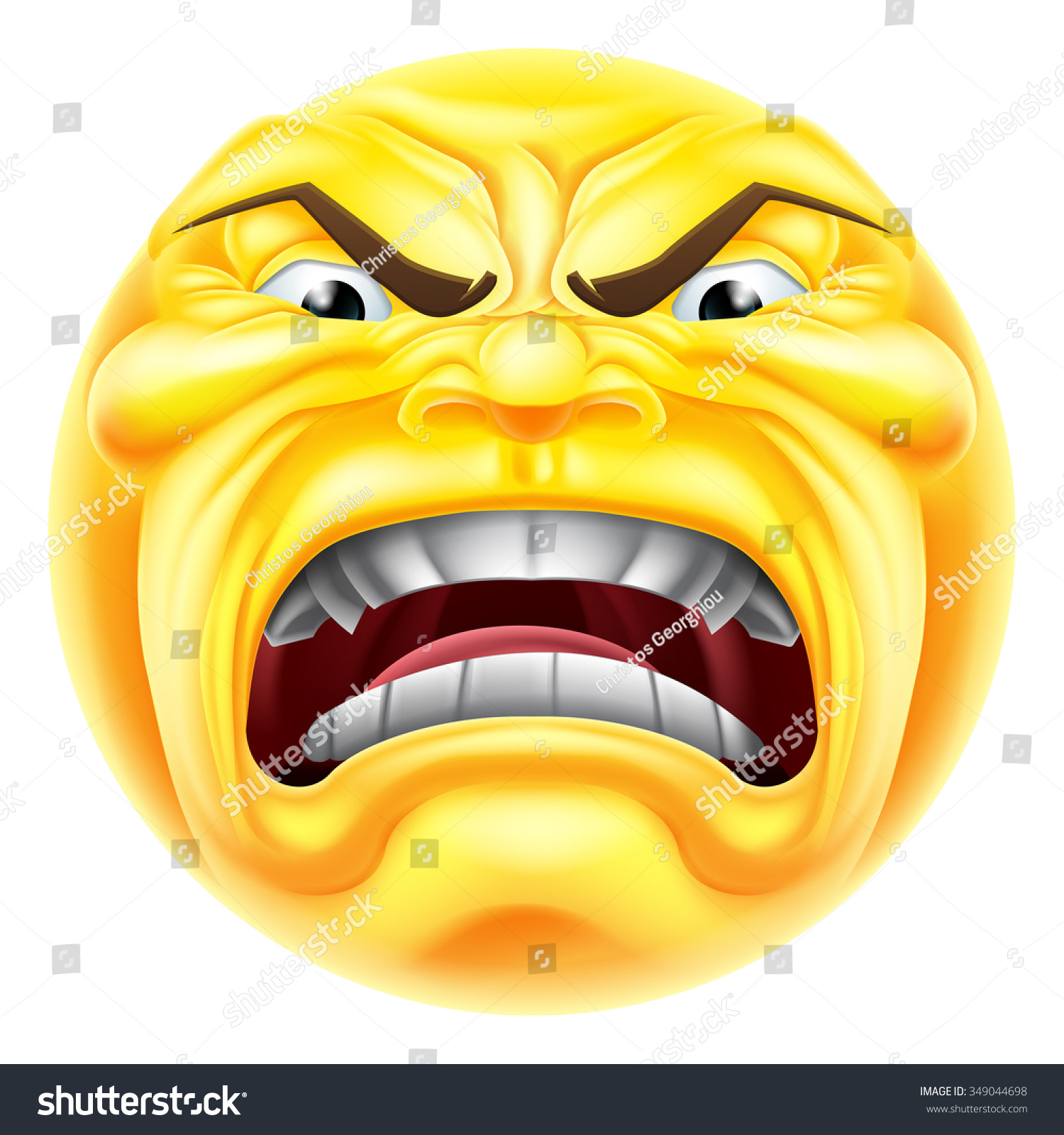 Cartoon Angry Emoji Emoticon Icon Character Stock Vector 349044698 ...