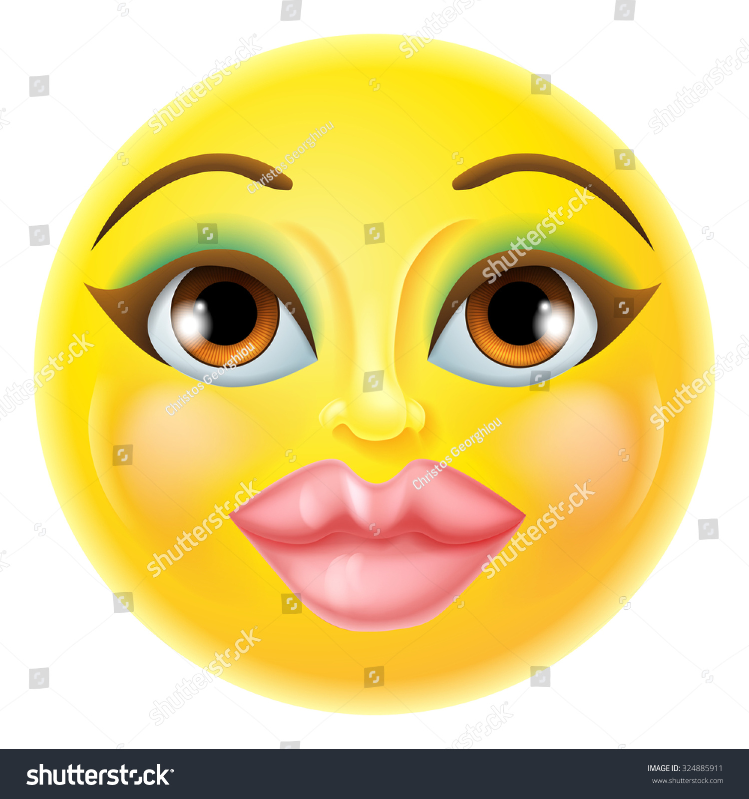 Cartoon Beautiful Female Woman Emoji Emoticon Stock Vector 324885911 ...