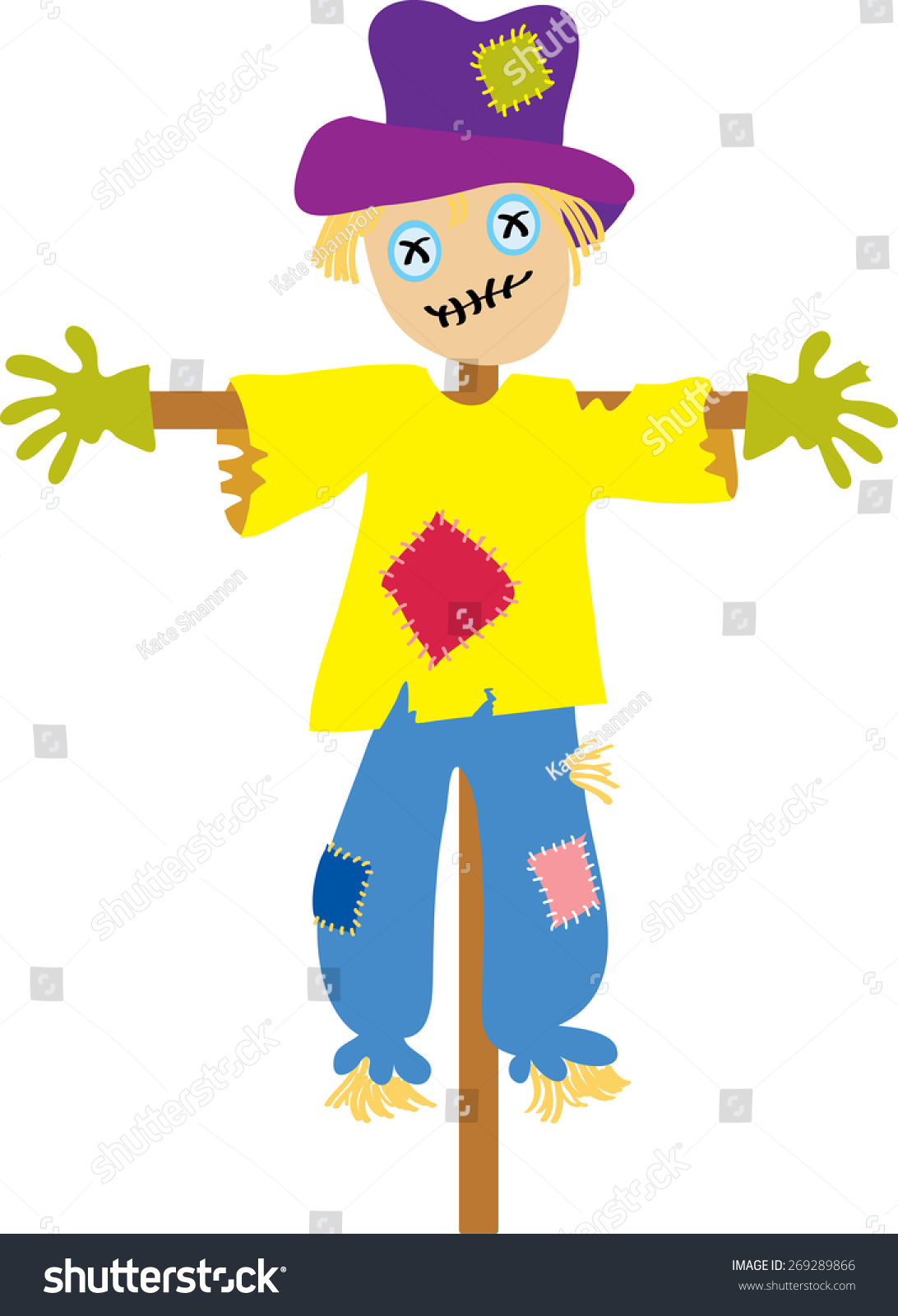 Cartoon Boy Scarecrow Straw Hairhat Gloves Stock Vector (royalty Free 