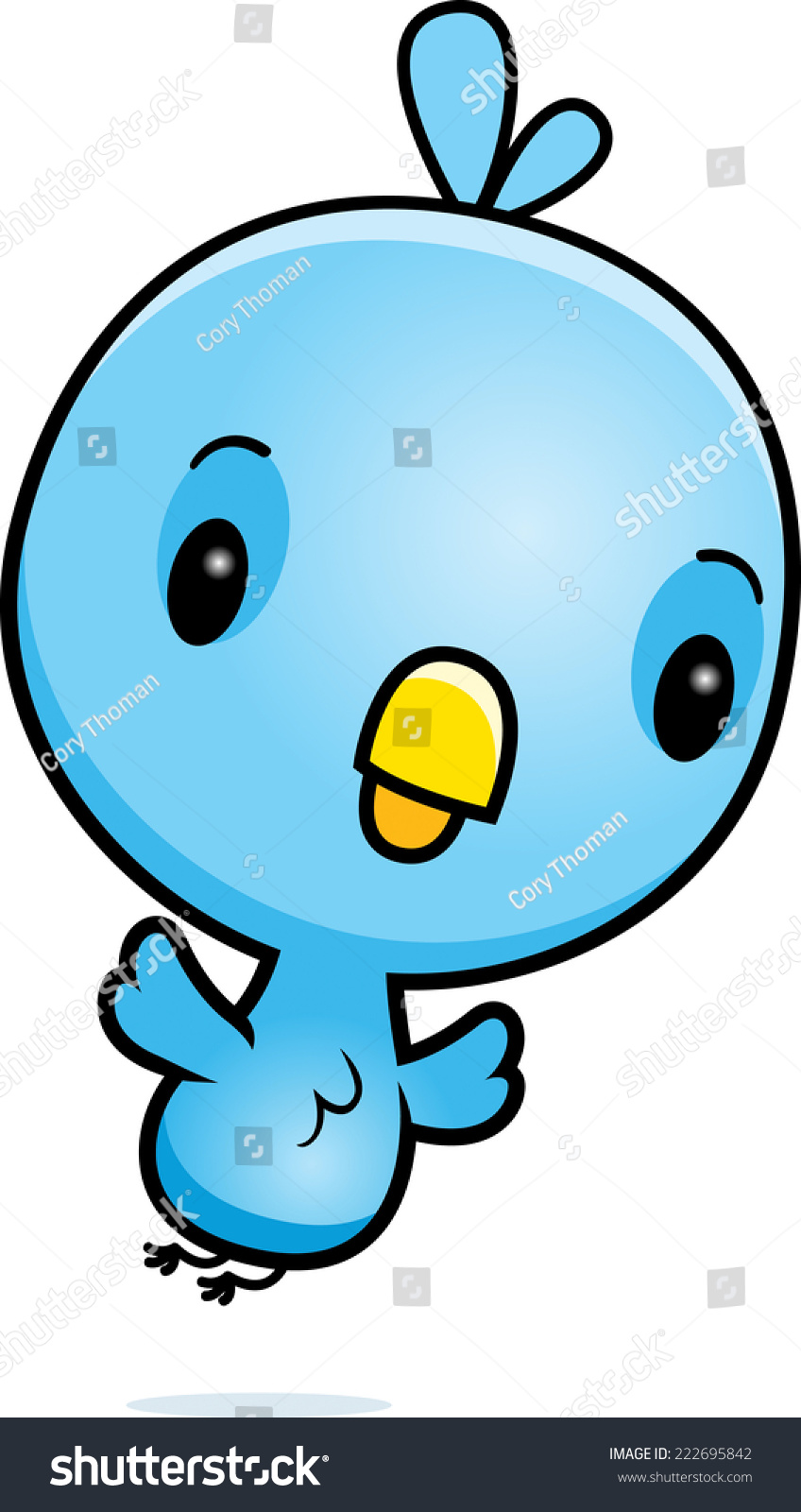 Cartoon Illustration Baby Blue Bird Flying Stock Vector (Royalty Free