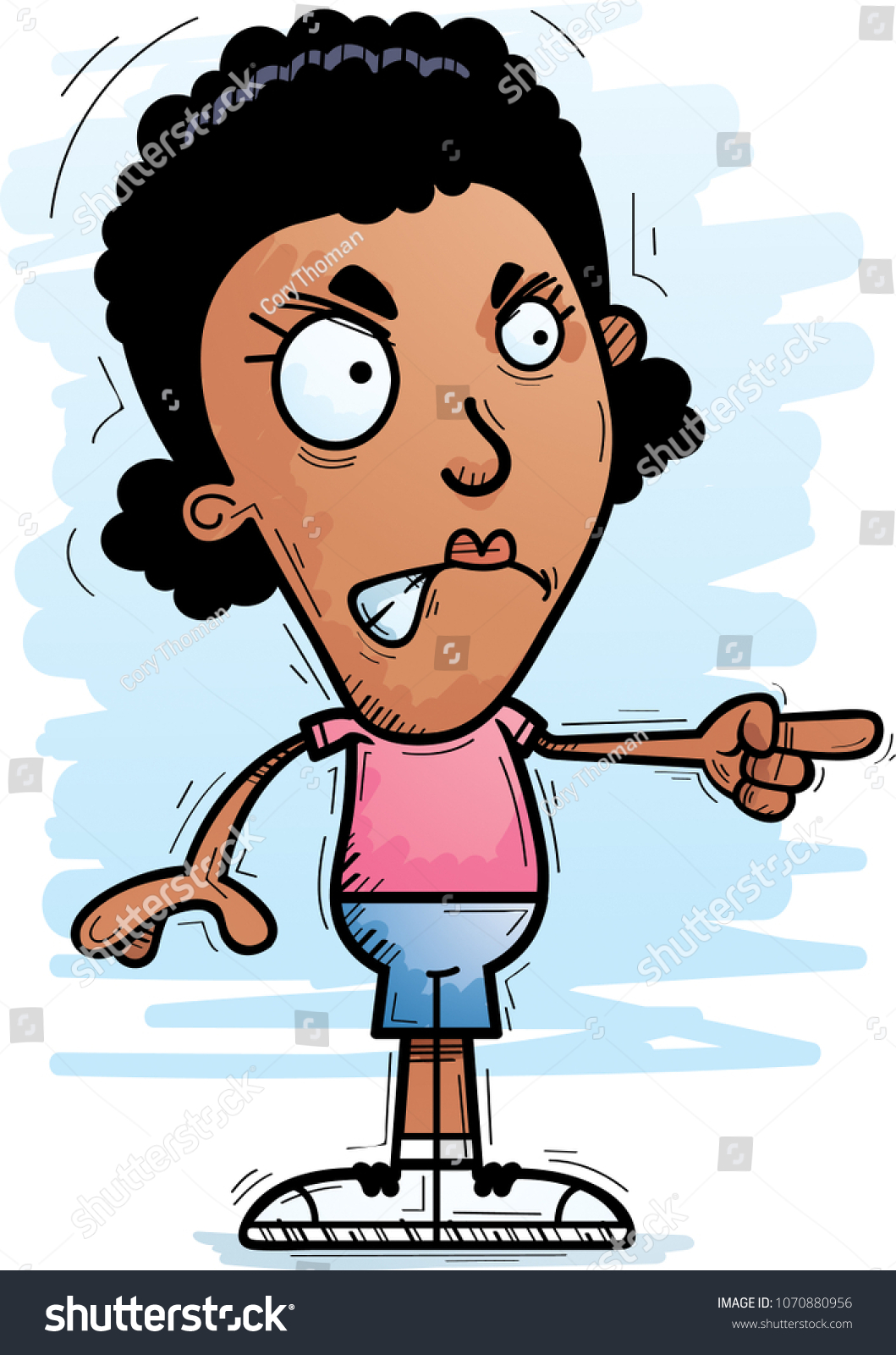 Cartoon Illustration Black Woman Looking Angry Vetor Stock Livre De Direitos 1070880956 9151