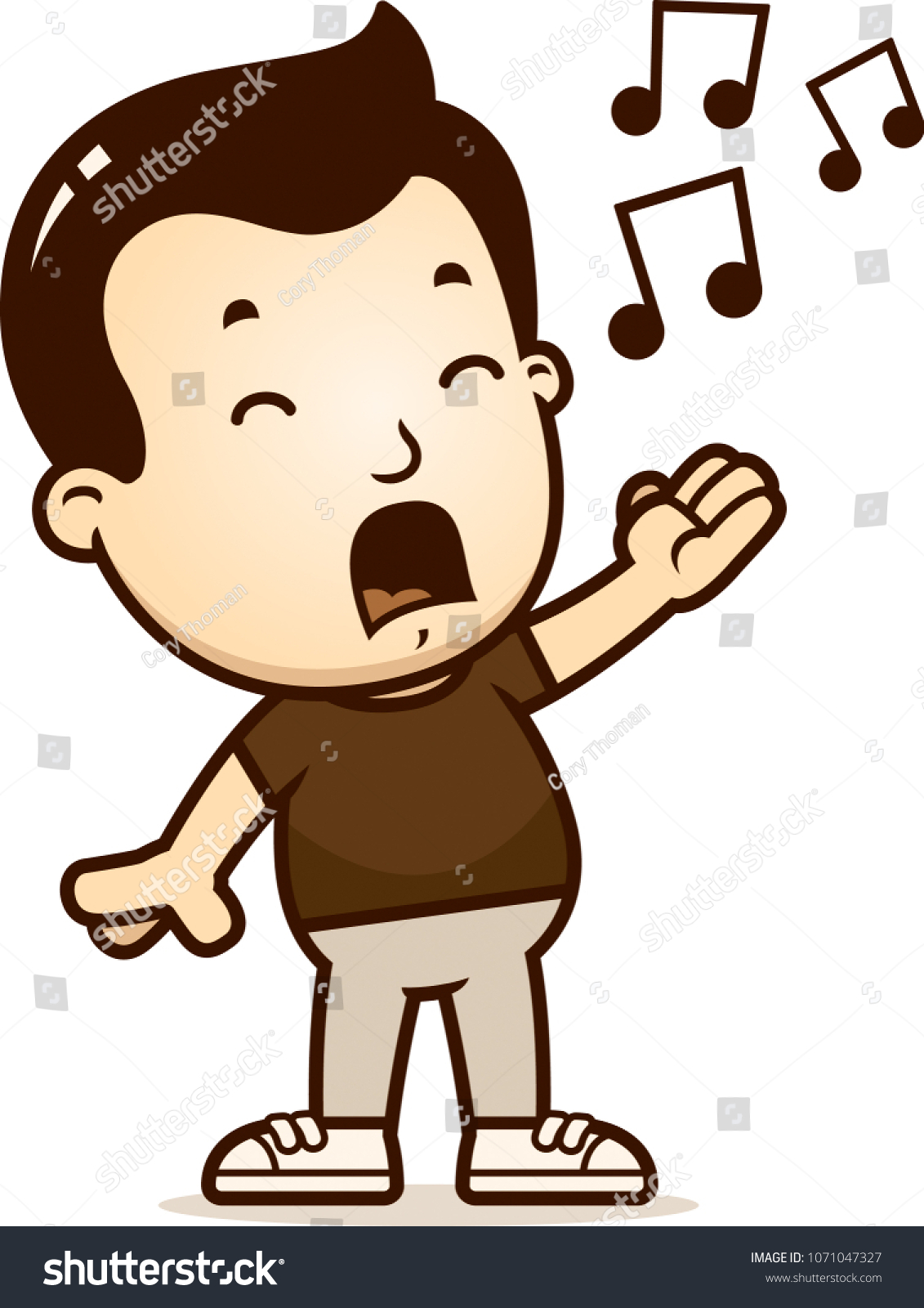 Cartoon Illustration Boy Singing Stock Vector (Royalty Free) 1071047327 ...