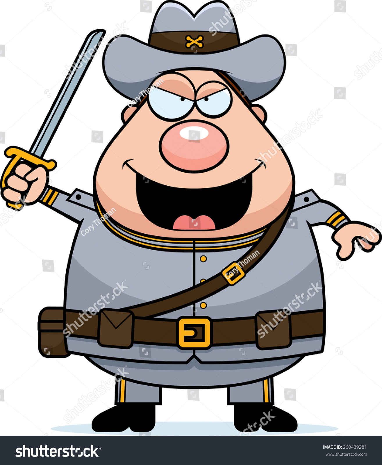SVG of A cartoon illustration of a Civil War Confederate soldier looking angry. svg
