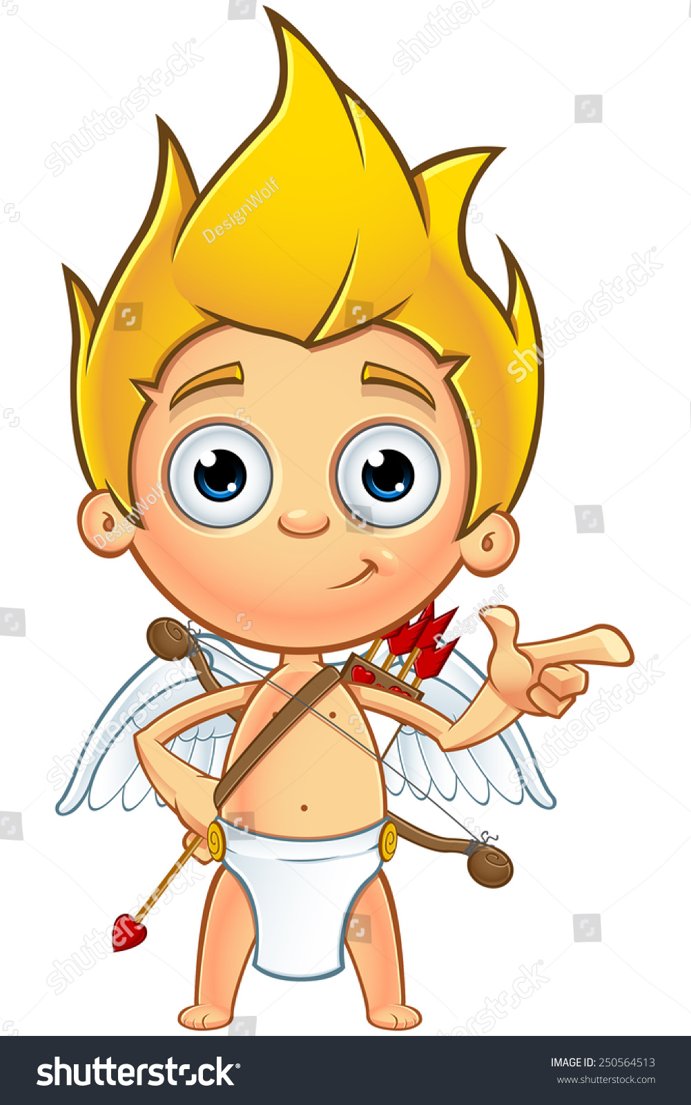 Cartoon Illustration Little Cupid Character Blonde Stock Vector