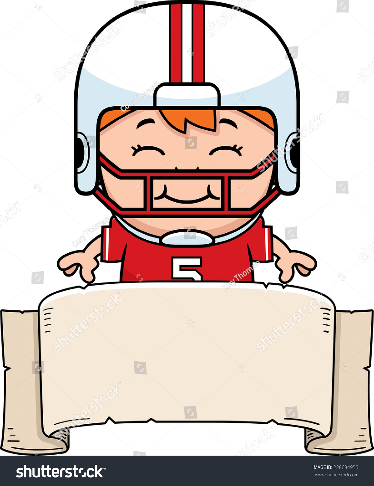 Cartoon Illustration Pee Wee Football Player Stock Vector 228684955 ...