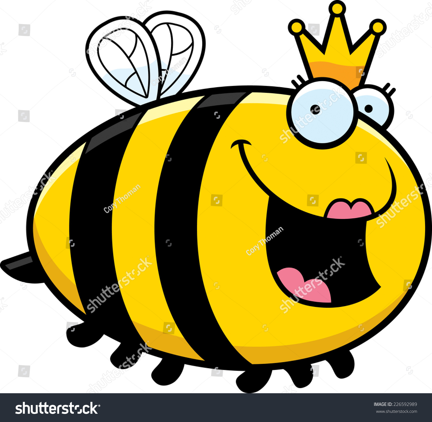 A Cartoon Illustration Of A Queen Bee With A Crown. - 226592989 ...