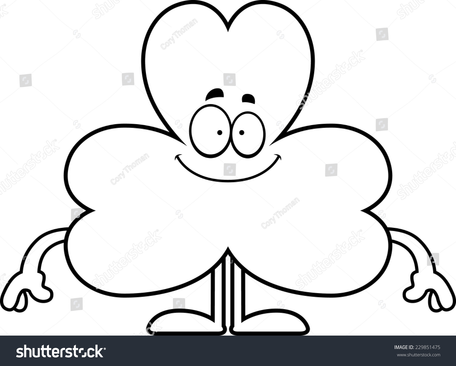 Cartoon Illustration Shamrock Looking Happy Stock Vector (Royalty Free ...