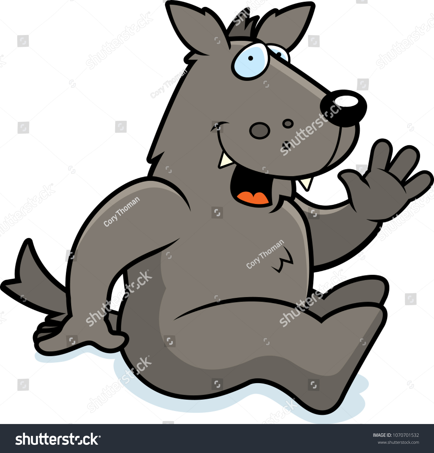 Cartoon Illustration Wolf Sitting Down Stock Vector (Royalty Free ...