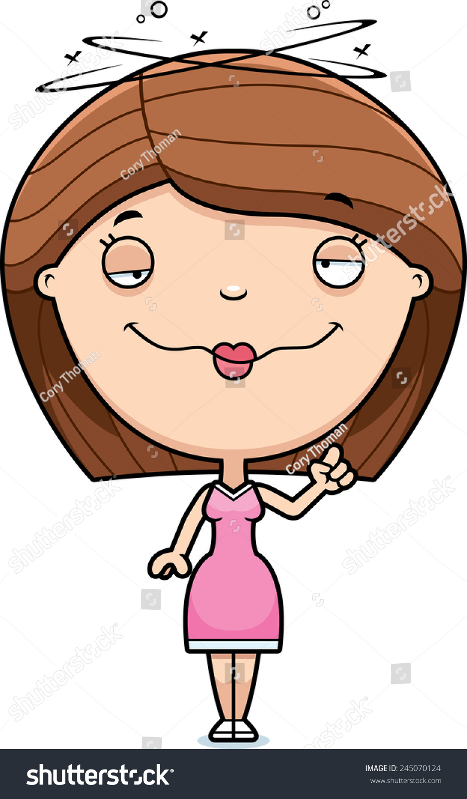 Cartoon Illustration Woman Looking Drunk Stock Vector (Royalty Free