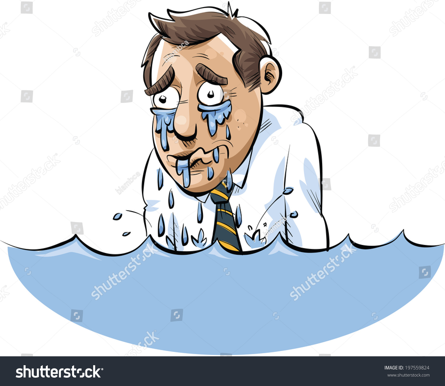 Cartoon Man Drowning Lake His Own Stock Vector 197559824 - Shutterstock