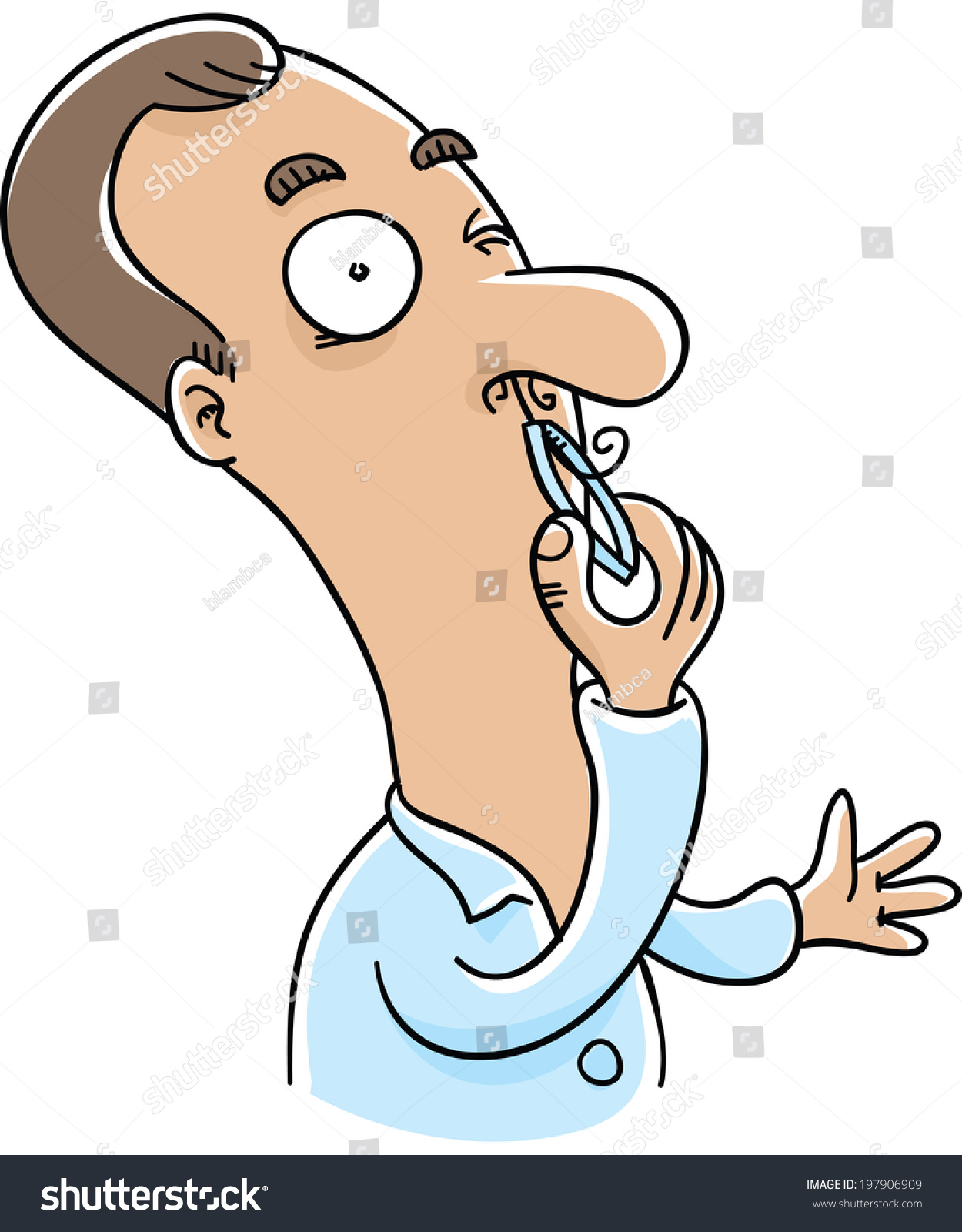 Cartoon Man Plucking His Nose Hair Stock Vector Royalty Free