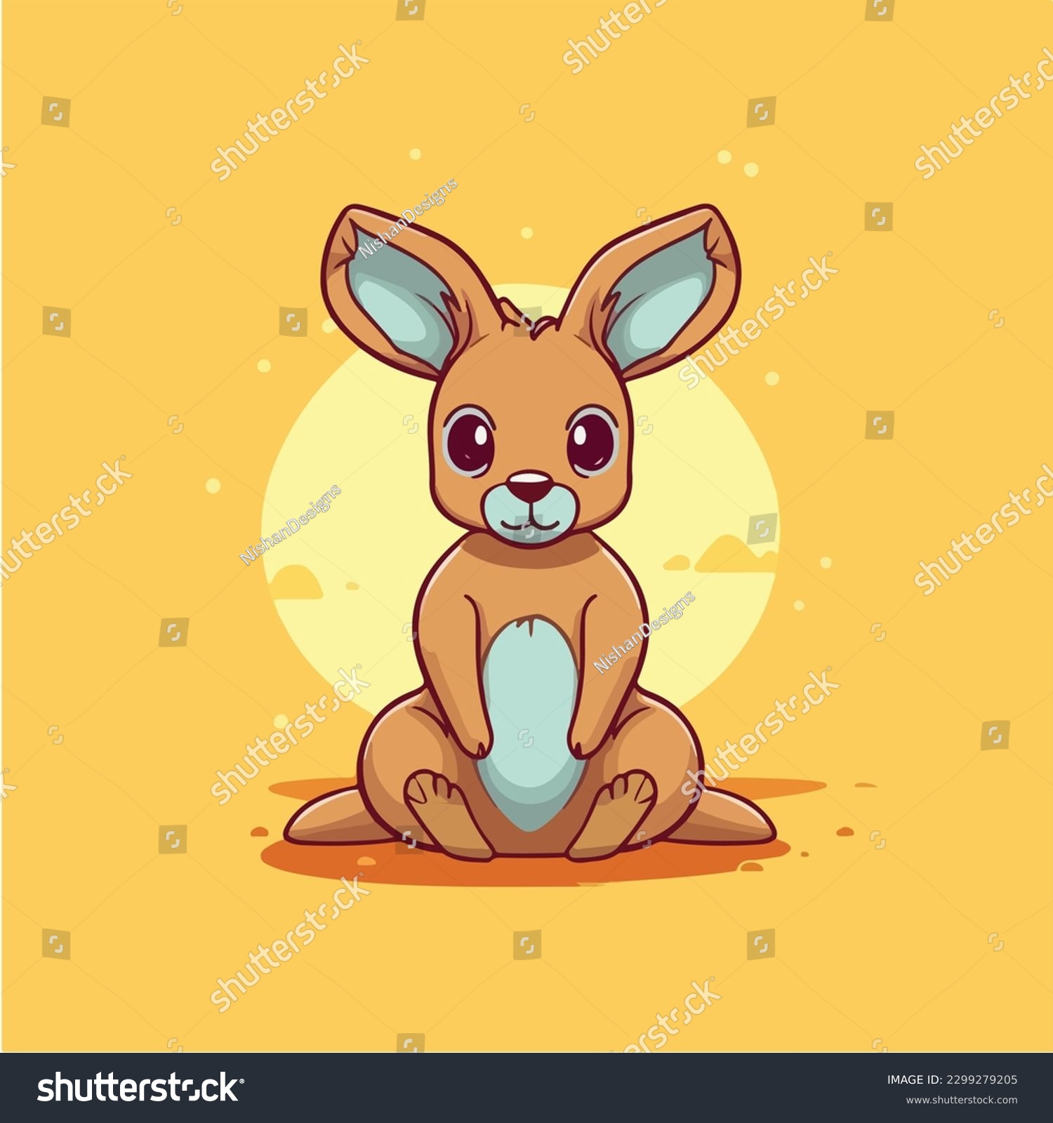 SVG of A cartoon of a kangaroo sitting on a blue background. svg