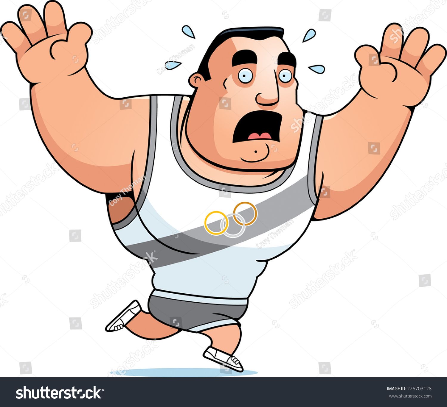 Cartoon Olympic Athlete Running Panic Stock Vector 226703128 - Shutterstock