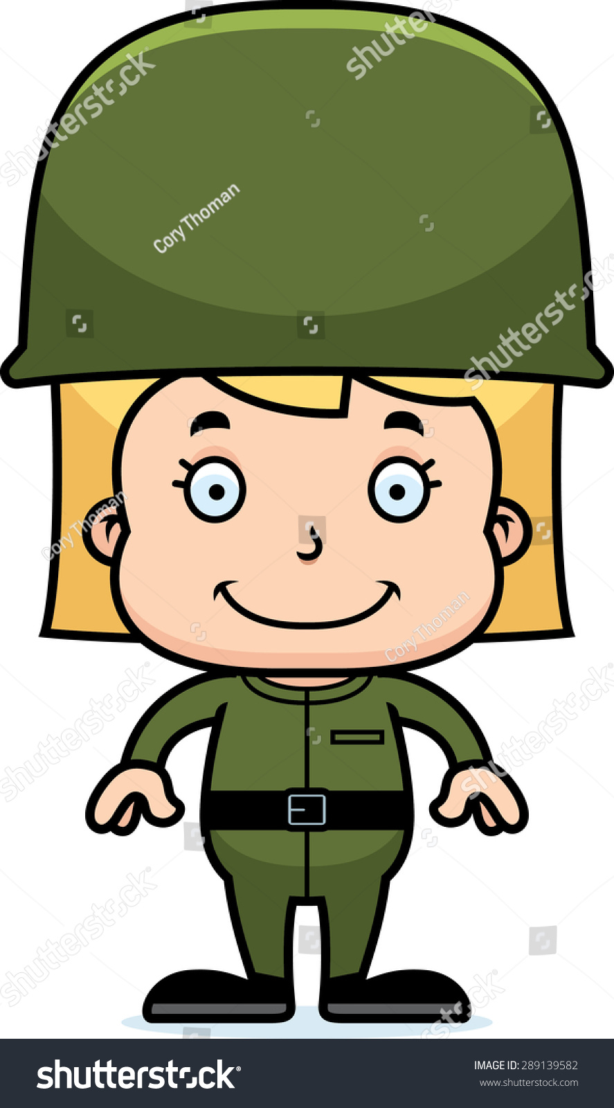 Cartoon Soldier Girl Smiling Stock Vector (Royalty Free) 289139582 ...