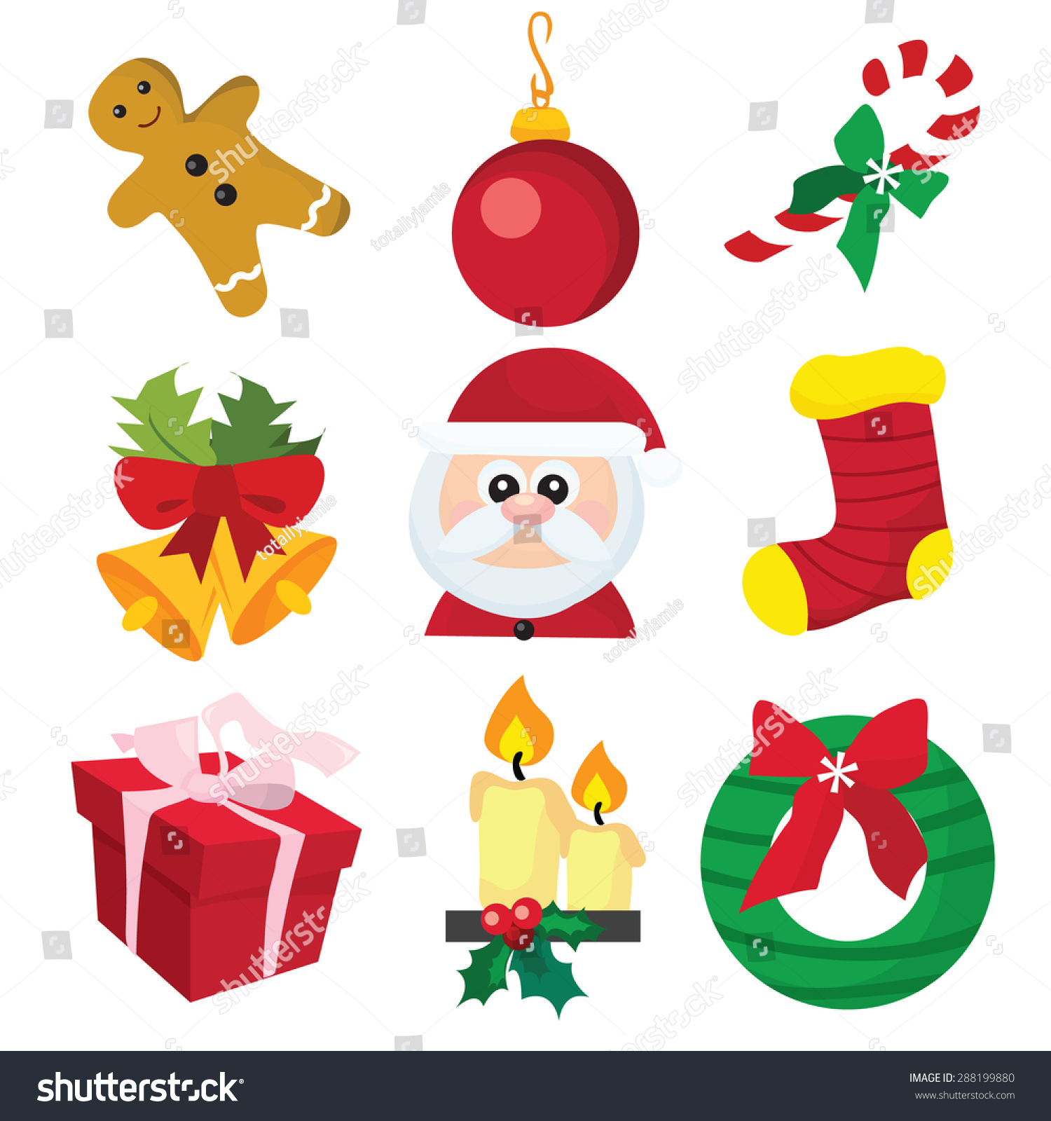 A Cartoon Stock Vector Illustration Of Christmas Icon Set. - 288199880 : Shutterstock