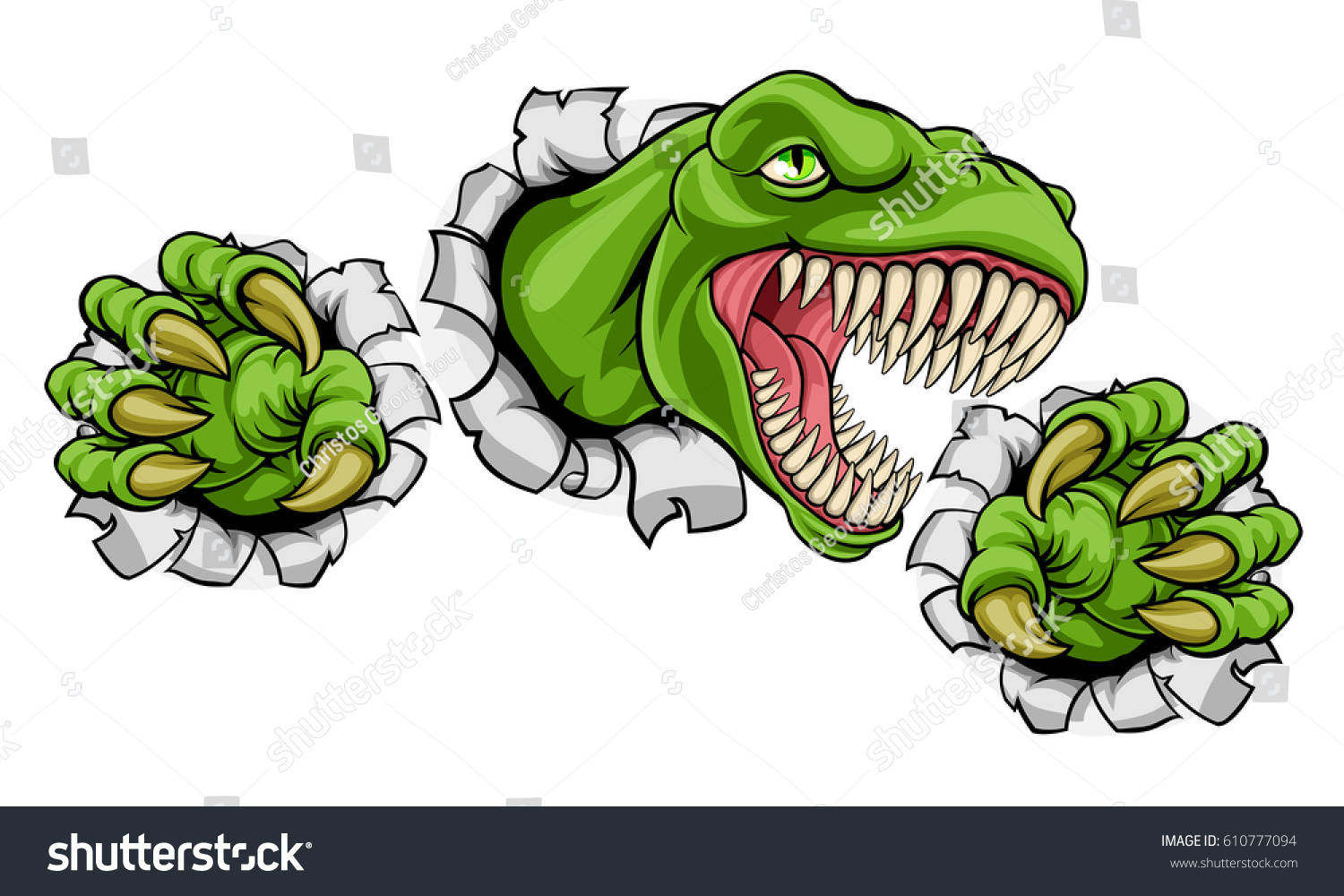 Cartoon T Rex Tyrannosaurus Dinosaur Mascot Stock Vector Royalty Free 610777094 Shutterstock 