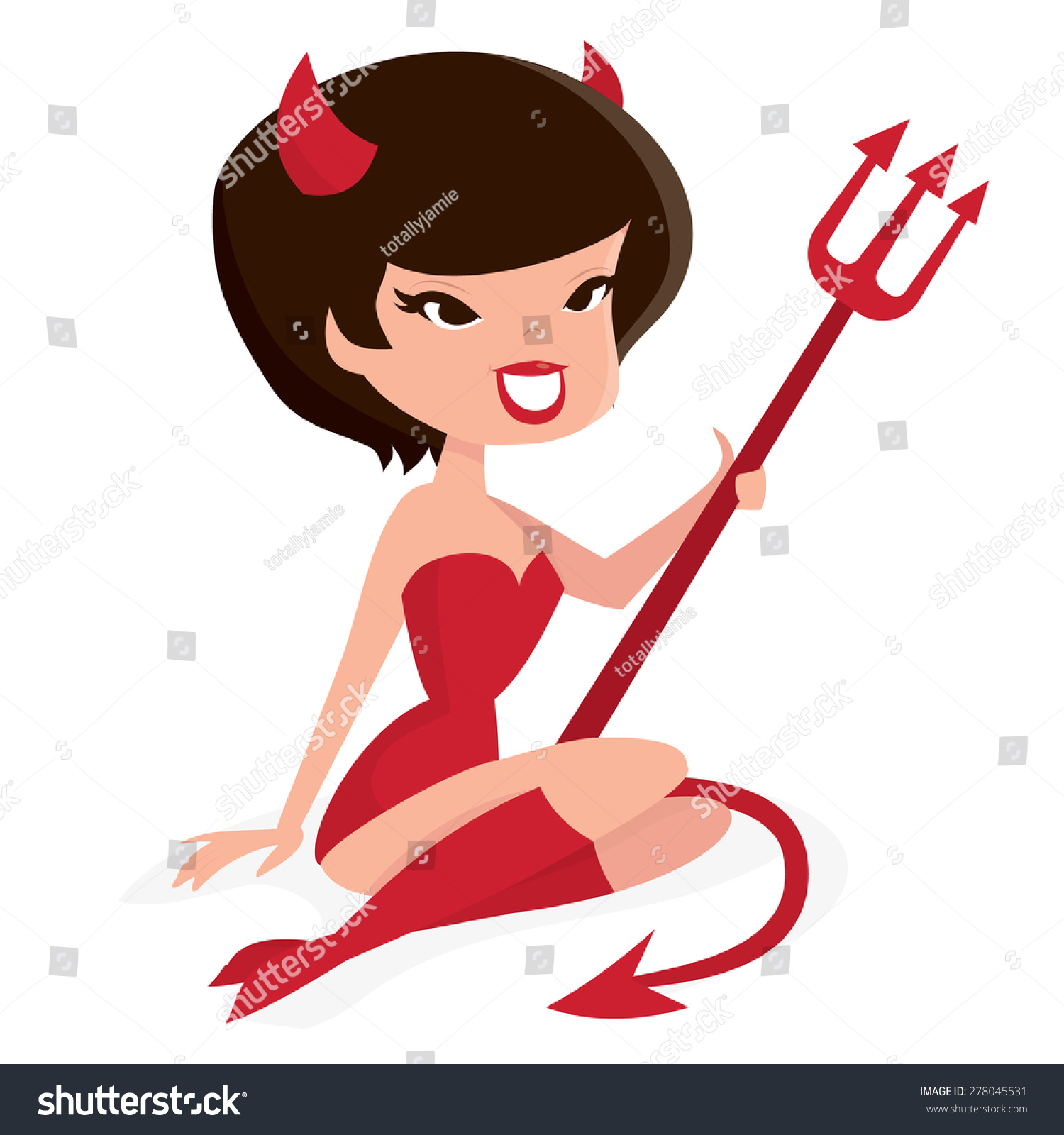 Cartoon Vector Illustration Cute Retro Devil Stock Vector 278045531 ...