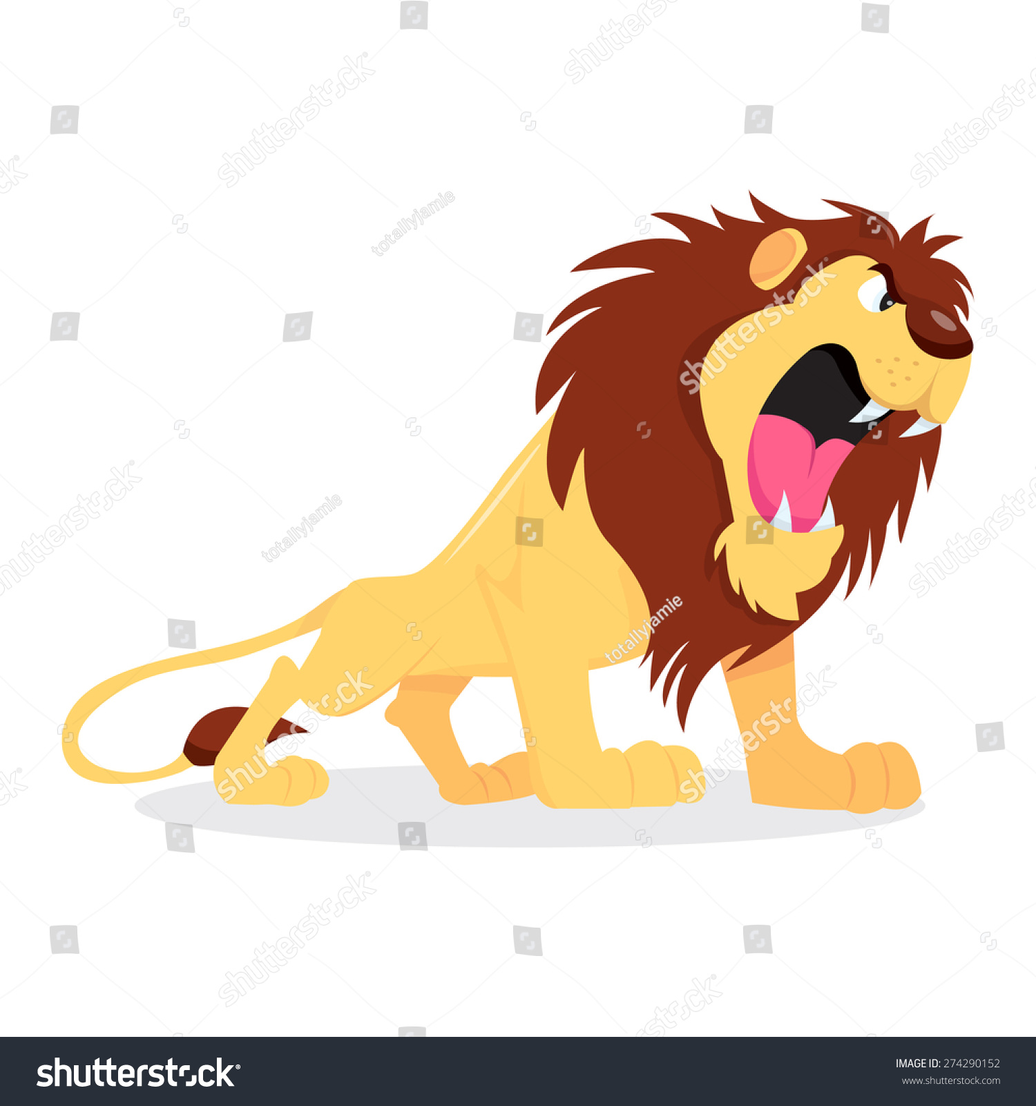 Cartoon Vector Illustration Fierce Lion Roaring Stock Vector 274290152 ...