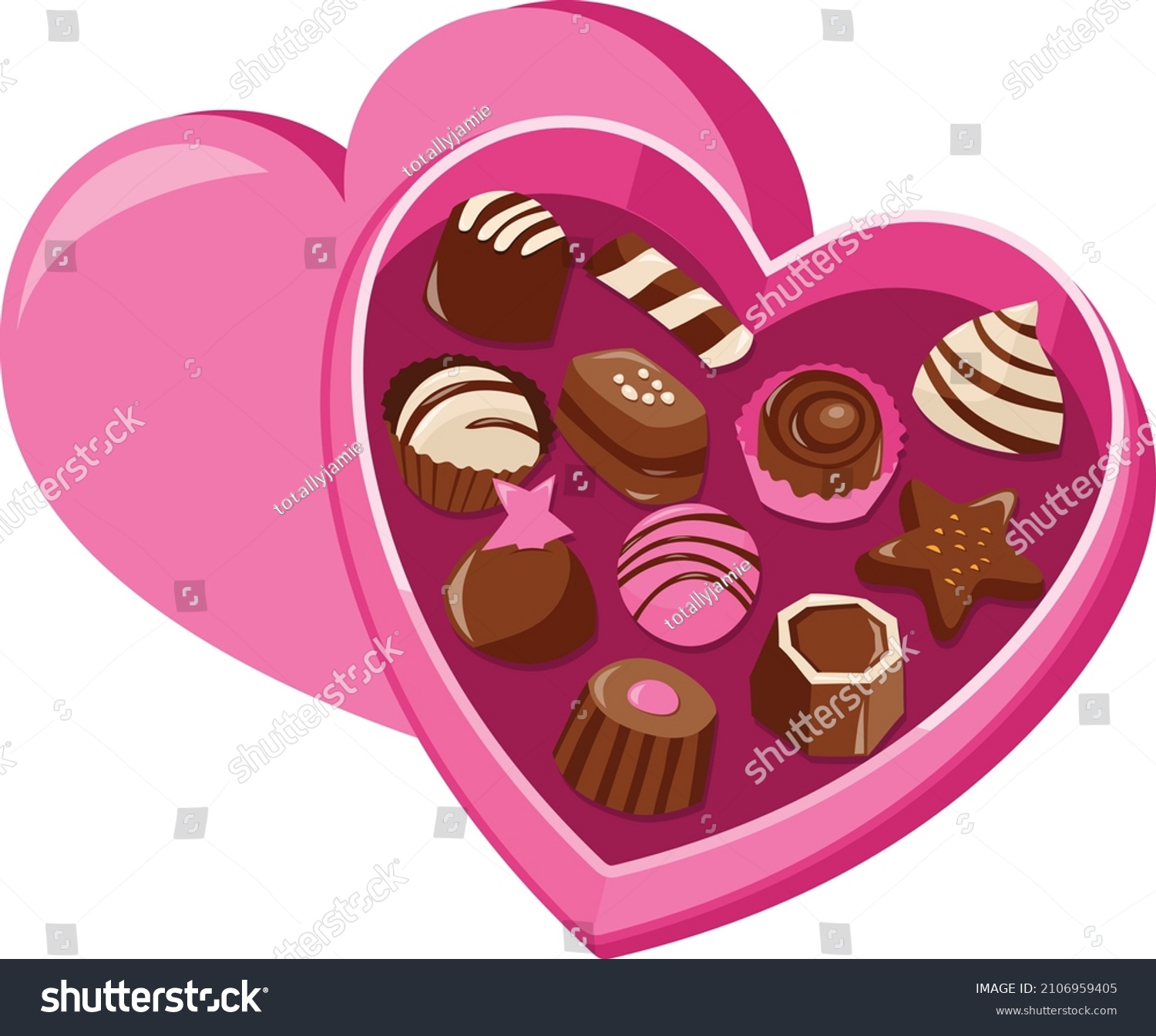 Cartoon Vector Illustration Chocolates Heart Shape Stock Vector ...