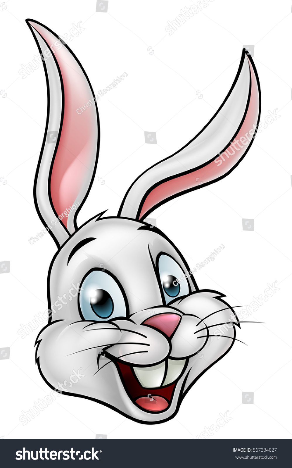 Cartoon White Rabbit Easter Bunny Face Stock Vector ...