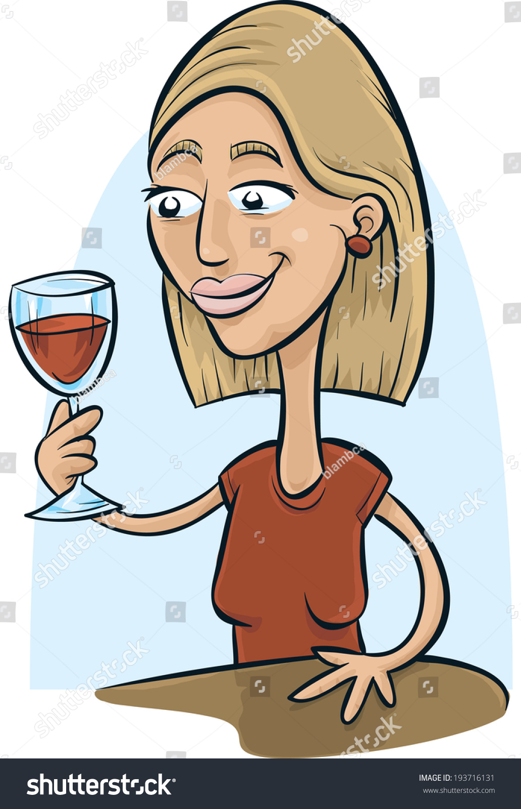 Cartoon Woman Holding Glass Red Wine Stock Vector 193716131 - Shutterstock