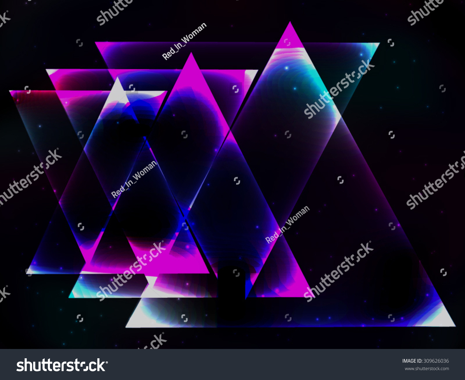 A Cascade Of Intertwined Equilateral Neon Triangles In Space, Forming A ...