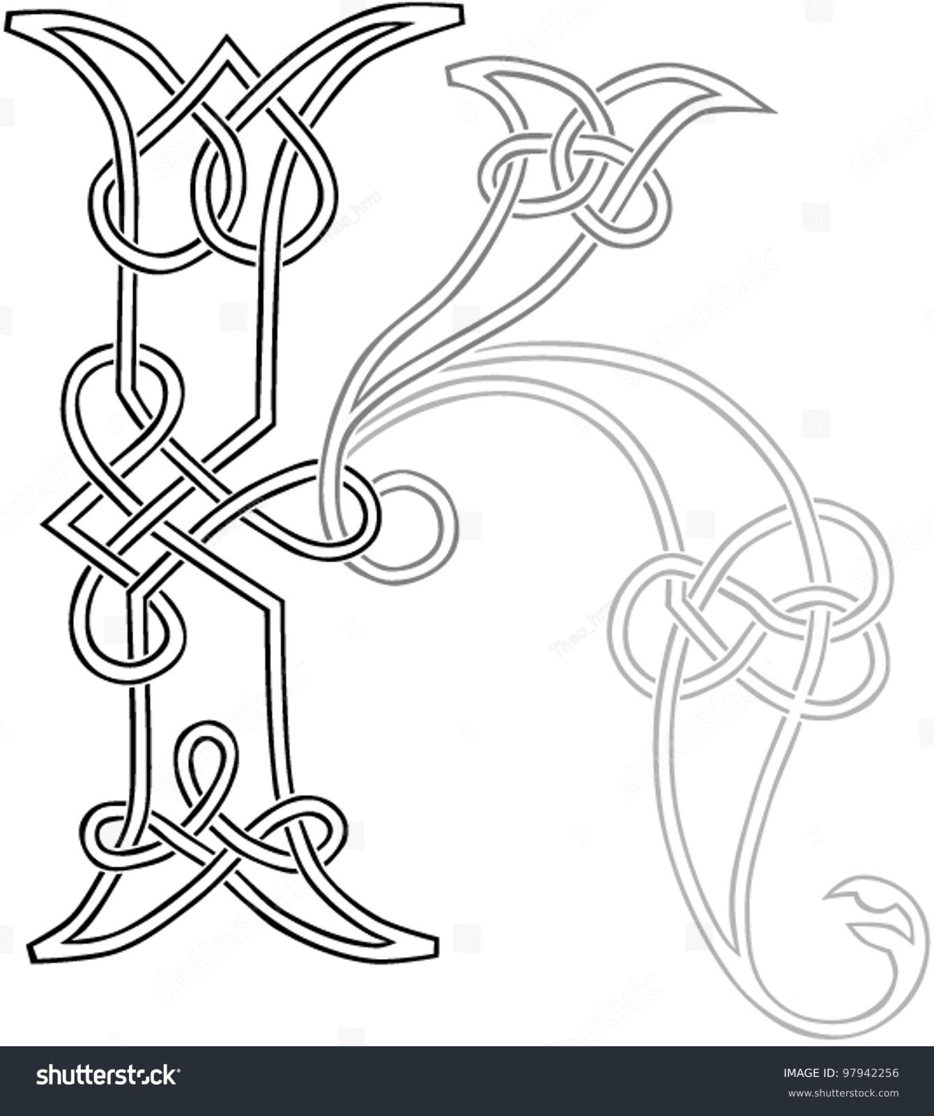 Celtic Knotwork Capital Letter K Stylized Stock Vector 97942256 ...