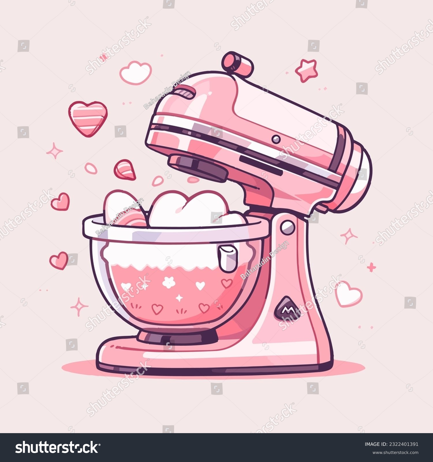 SVG of A charming animated mixer holding a bowl of cake batter svg