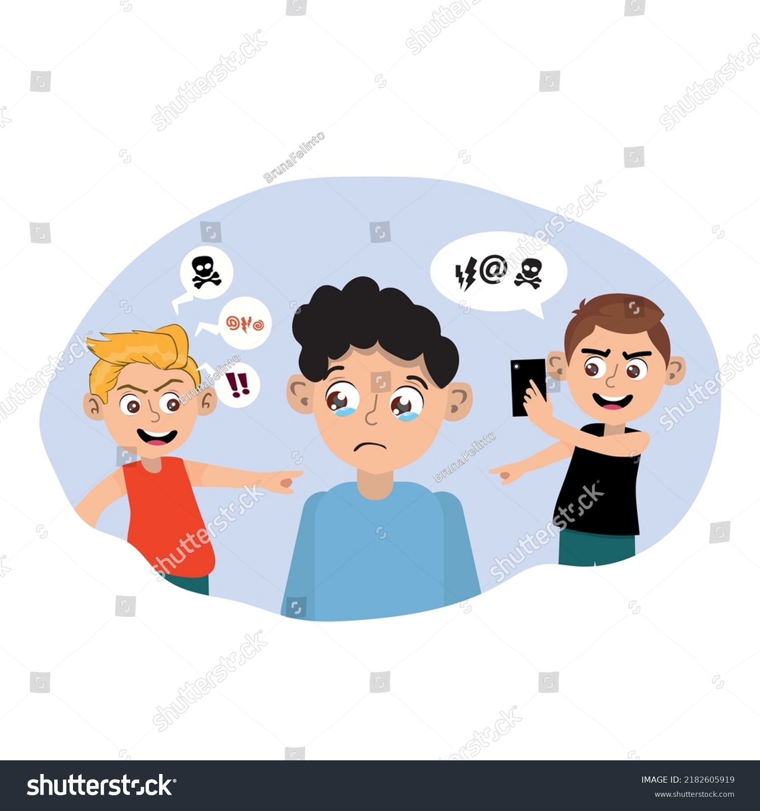 Child Crying Because Two Children Bullying Stock Vector (royalty Free 