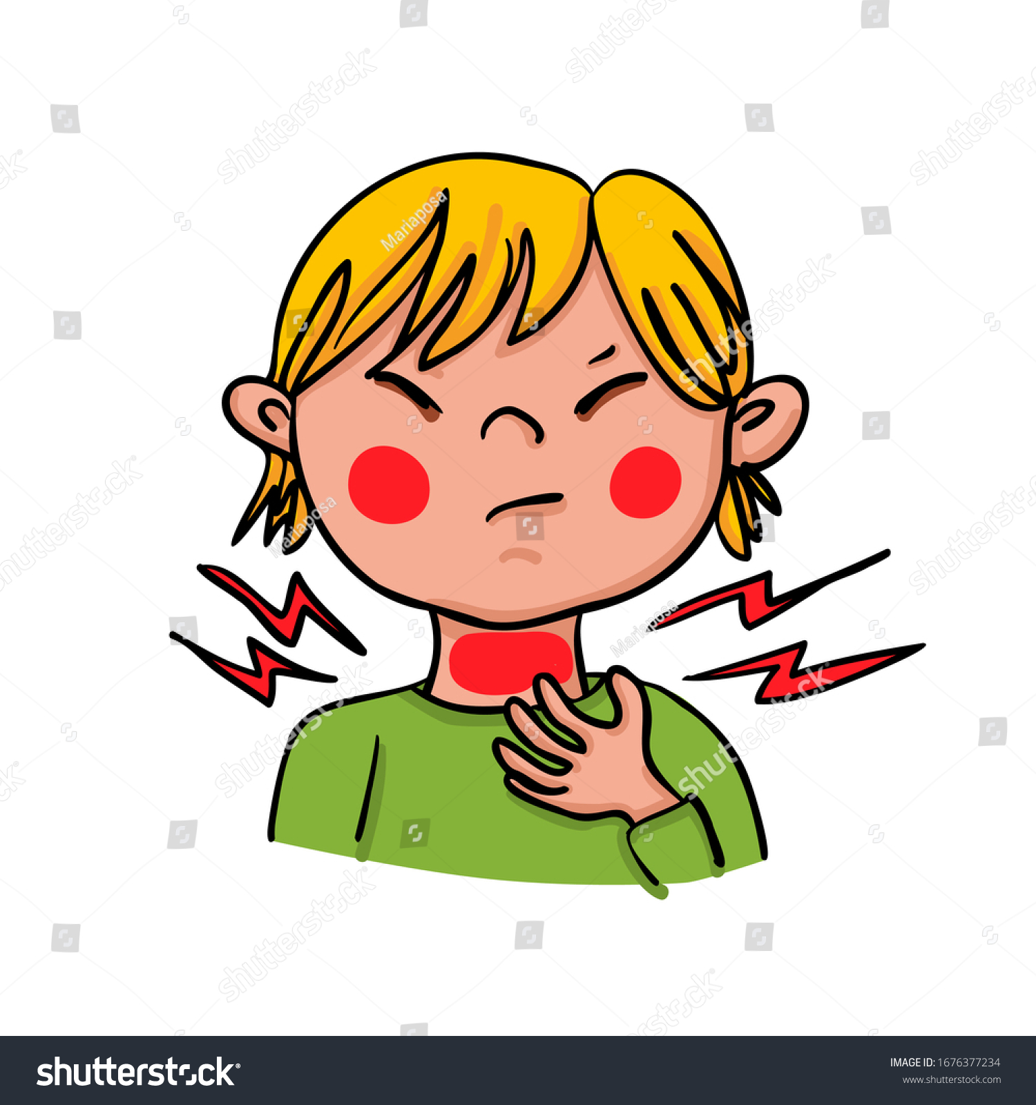 Child Showing Symptoms Sore Throat Covid19 Stock Vector Royalty Free