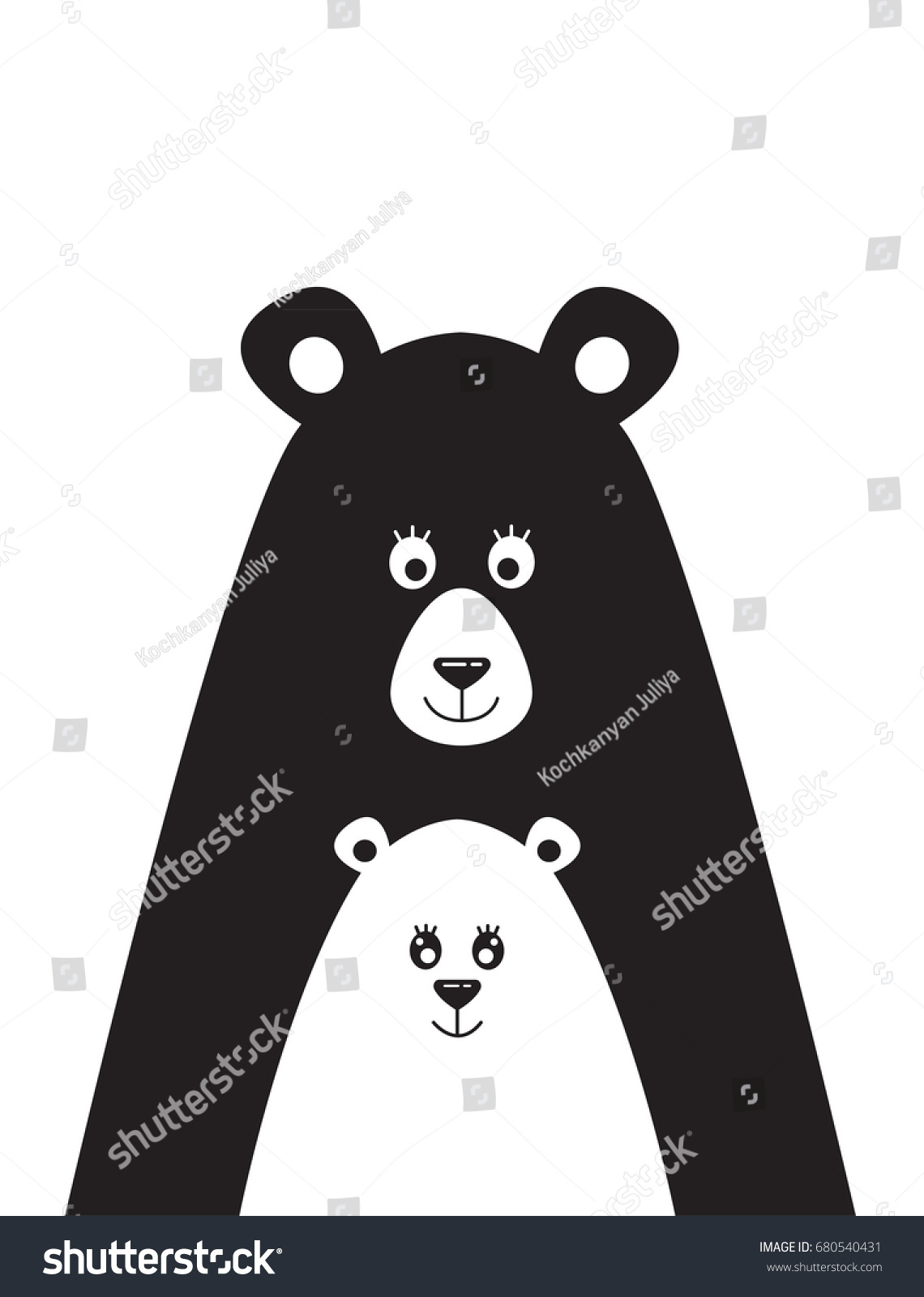 SVG of A children's poster with a picture of a bear and the little bear in a Scandinavian style. Vector illustration in a flat style. svg