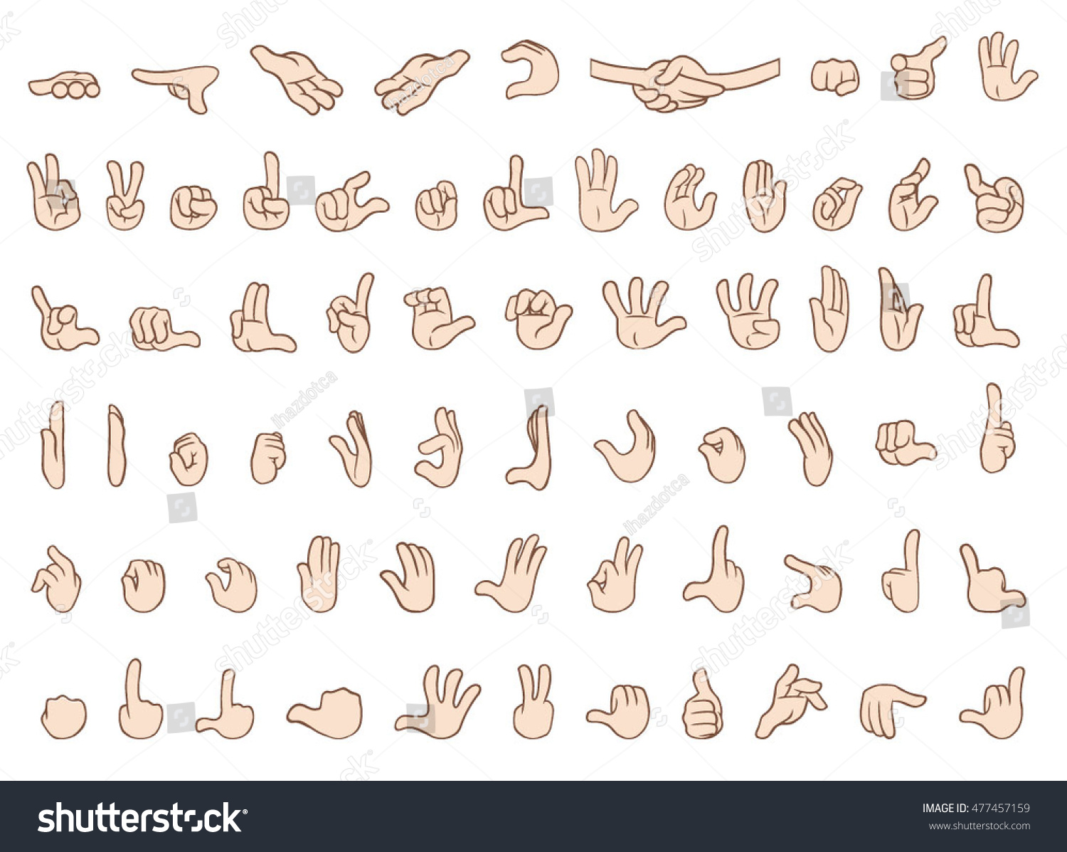 Collection Cartoon Hands Different Gestures Positions Stock Vector Royalty Free 477457159 7676