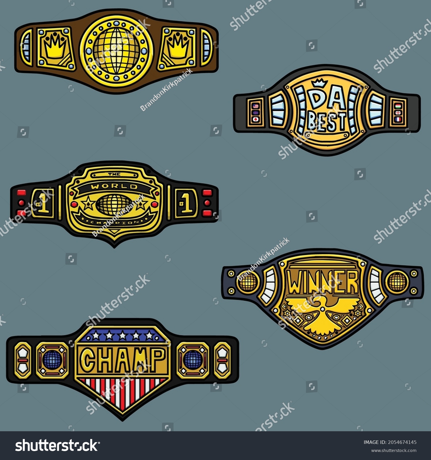 SVG of A collection of championship belts. svg