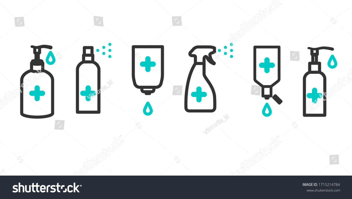 Collection Different Disinfectant Bottles Vector Illustration Stock ...