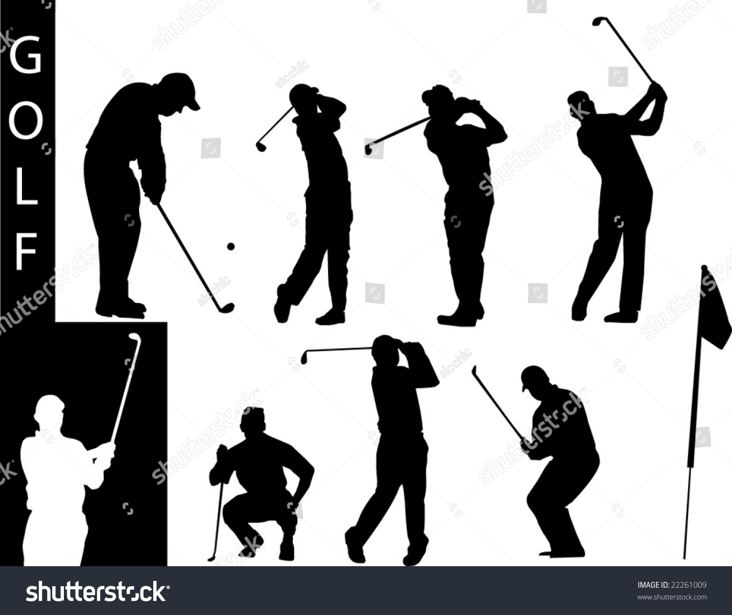 A Collection Of Golf Silhouettes-Check Out My Portfolio For Other ...