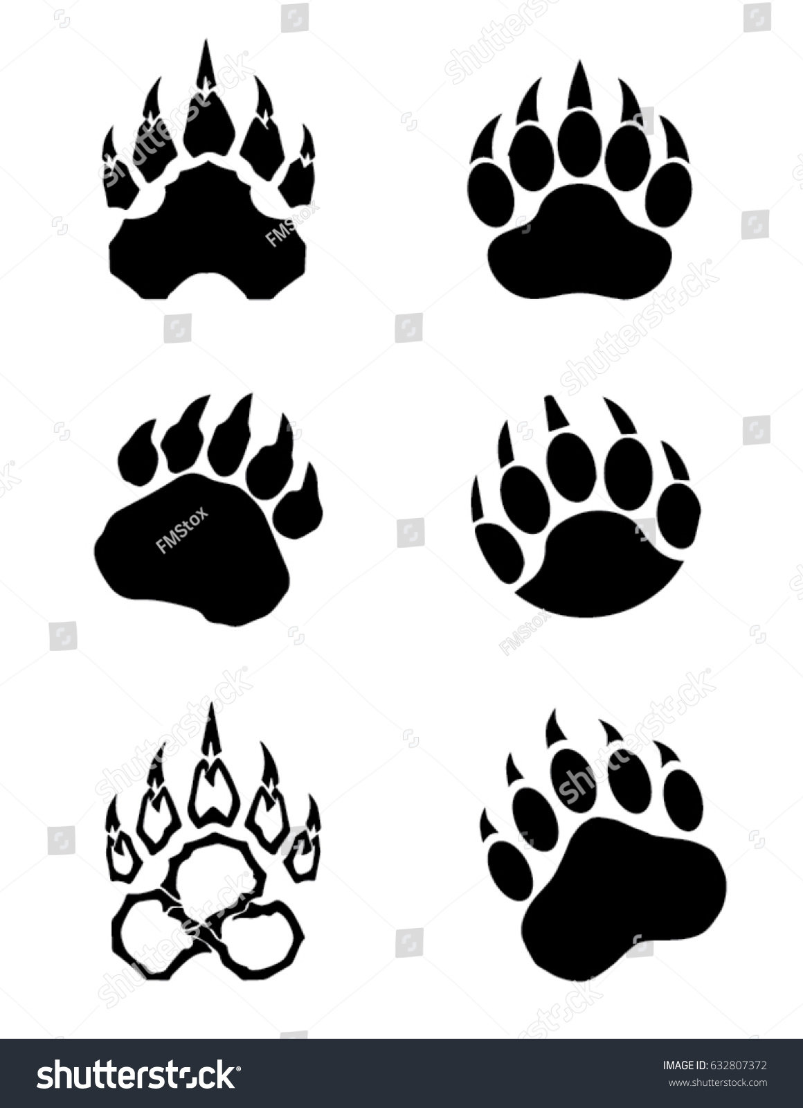 SVG of A collection of vector bear paws svg