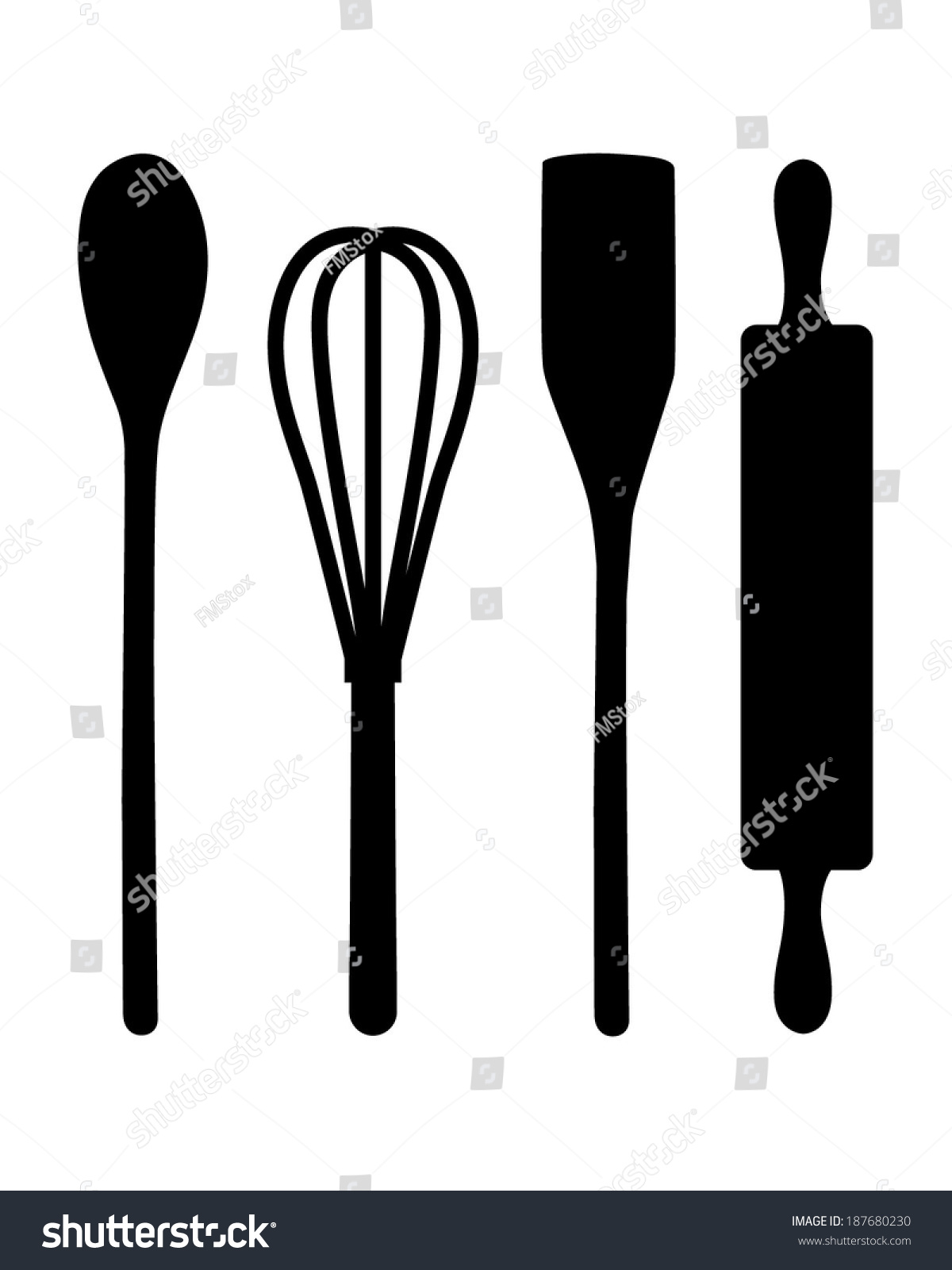 SVG of A collection of vector kitchen utensil silhouettes svg