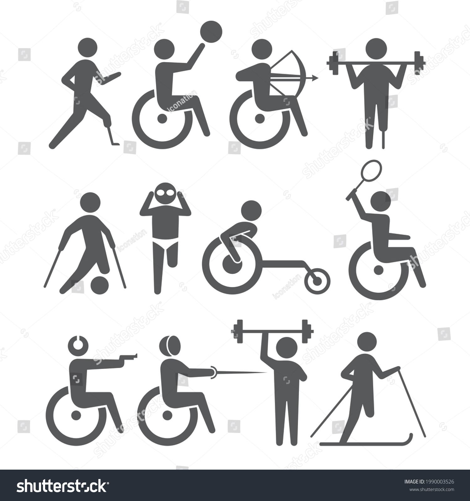 SVG of a collections of Athletics disabled icon, vector art. svg