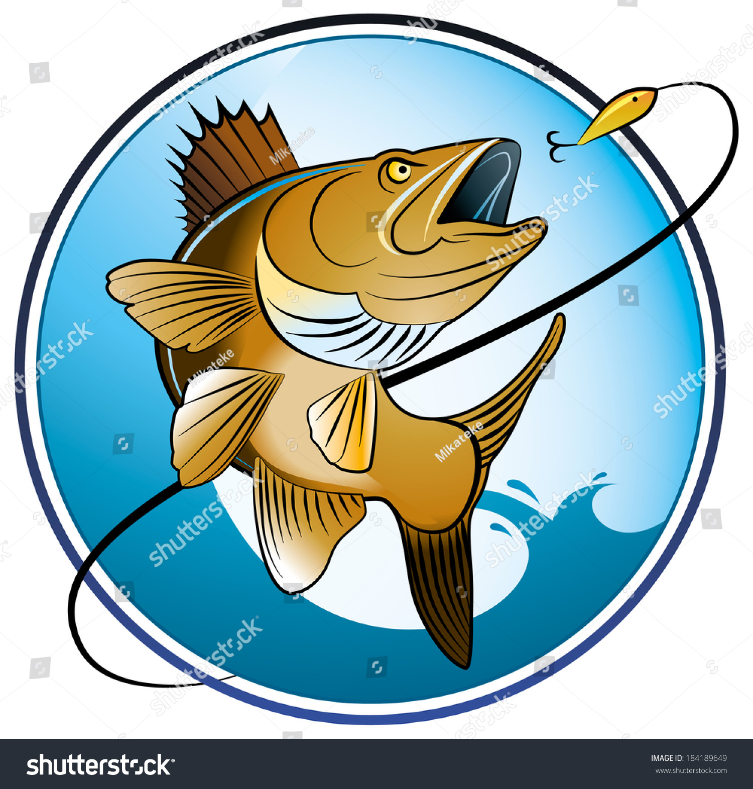 A Color Illustration/Symbol Of A Fresh Water Fish Jumping Out Of Water ...