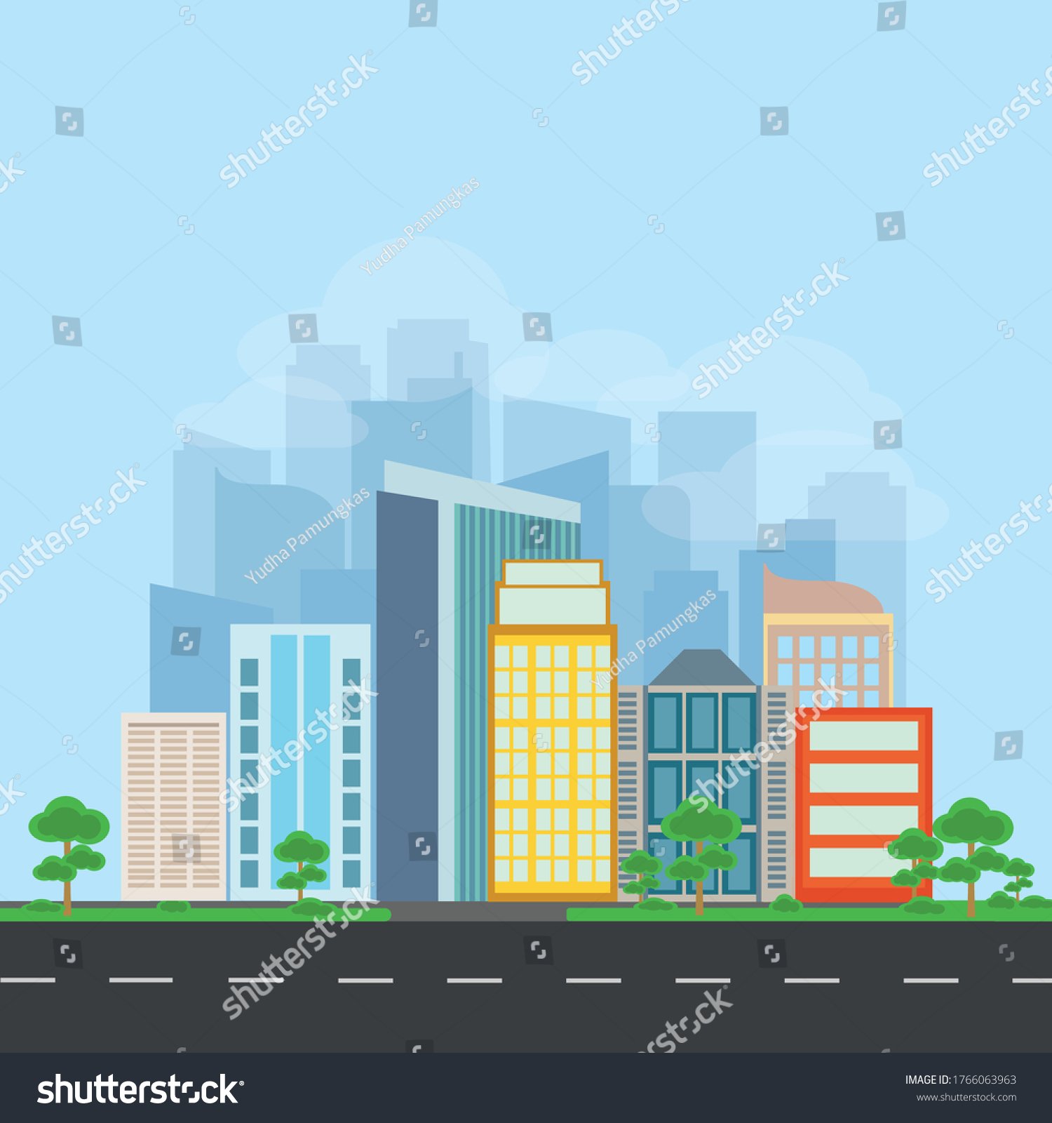 Colorful Modern City Sky Background Road Stock Vector (Royalty Free ...