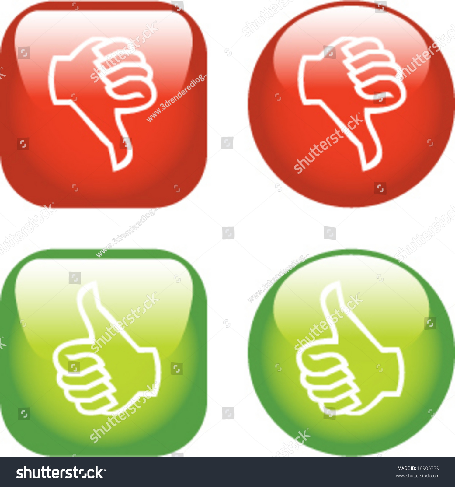 Colourful Thumbs Updown Icon Set: vector de stock (libre de regalías ...