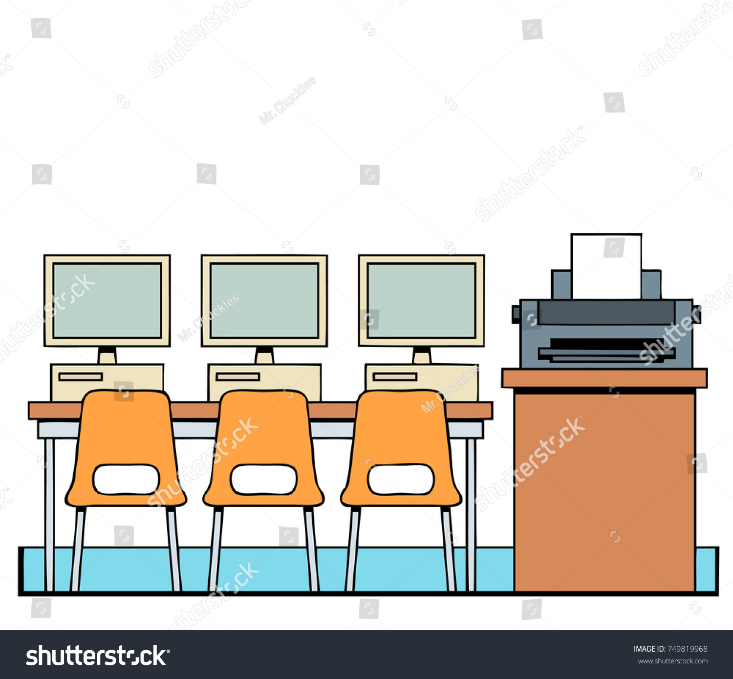 Computer Lab Might Be Found School Image vectorielle de stock (libre de