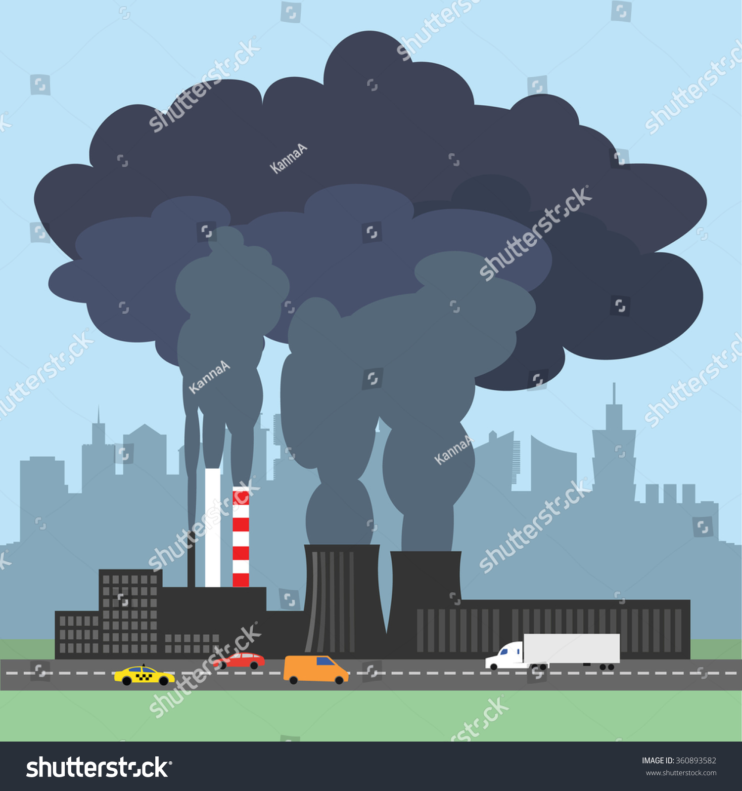 A Conceptual Vector Illustration Showing The Polluted Smoke From A ...