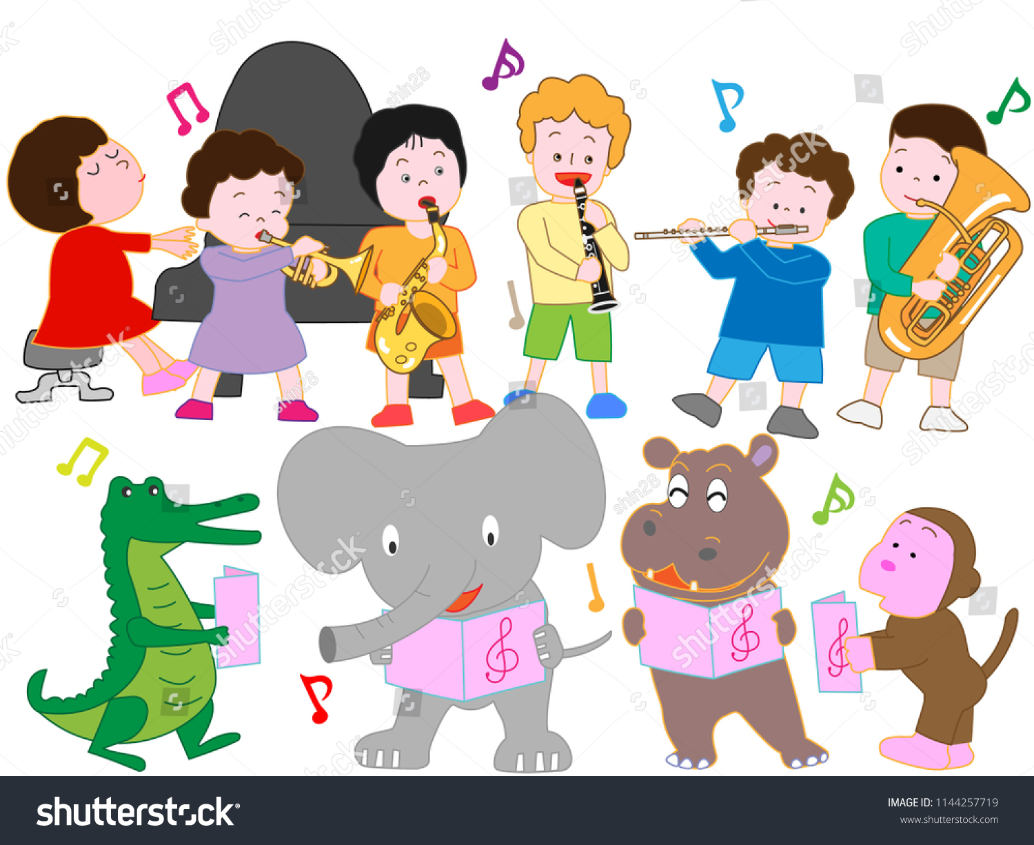 Concert By Animals Children Stock Vector (Royalty Free) 1144257719