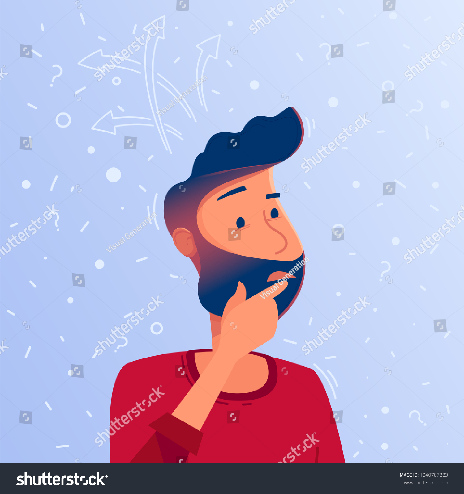 Confused Man Thinks Trying Find Sulution Stock Vector (Royalty Free ...