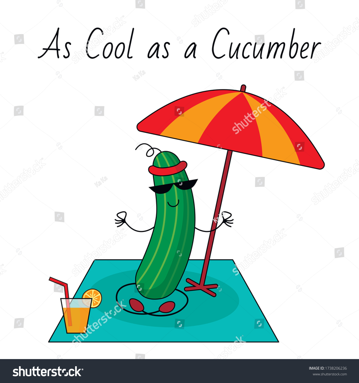 Cool Cucumber Relaxing Illustration Means English Stock Vector Royalty Free 1738206236