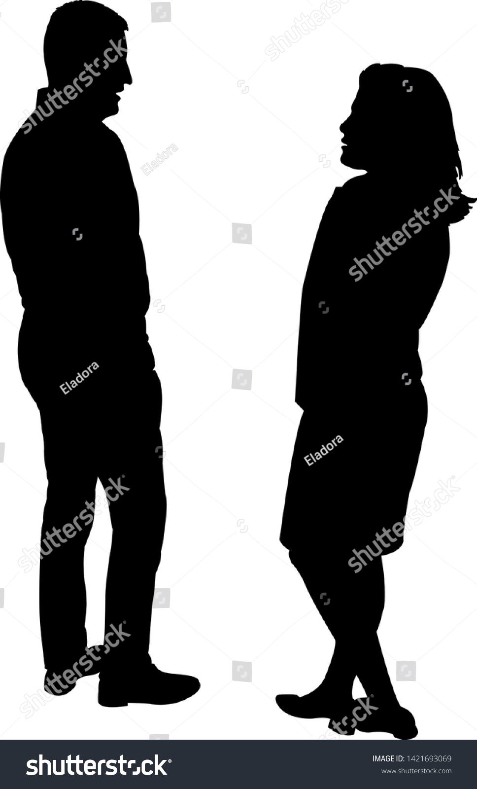 Couple Making Chat Silhouette Vector Stock Vector (Royalty Free ...