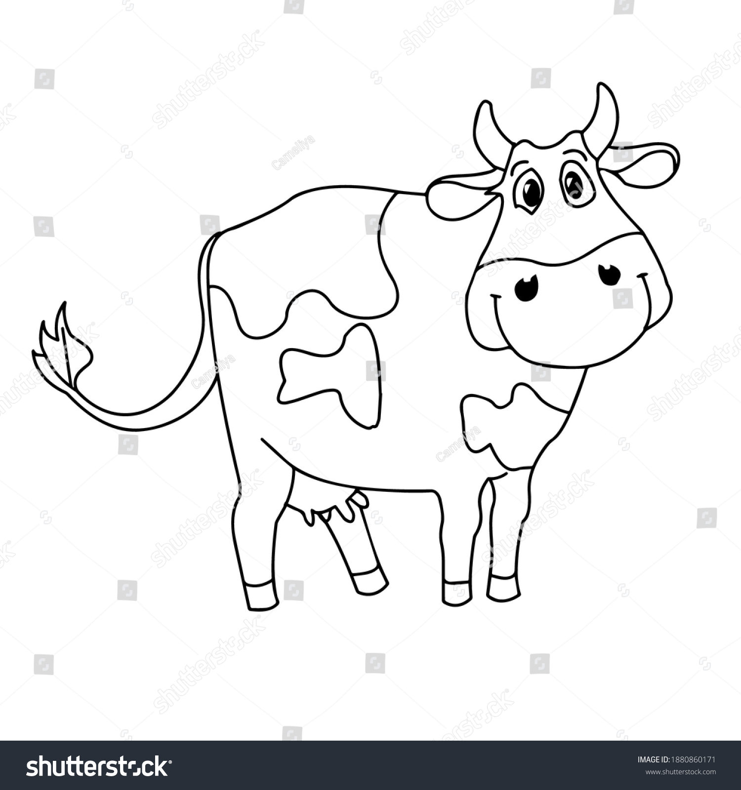 Cow Contour Silhouette Animal On White Stock Vector (Royalty Free ...