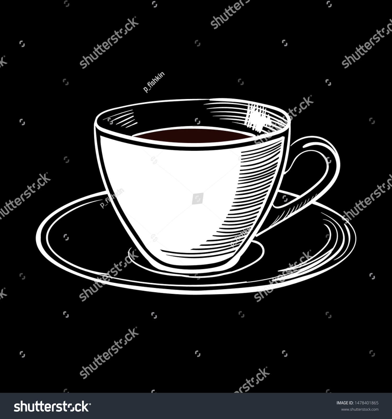 Cup Coffee Imitation Chalky Drawing On Stock Vector Royalty Free