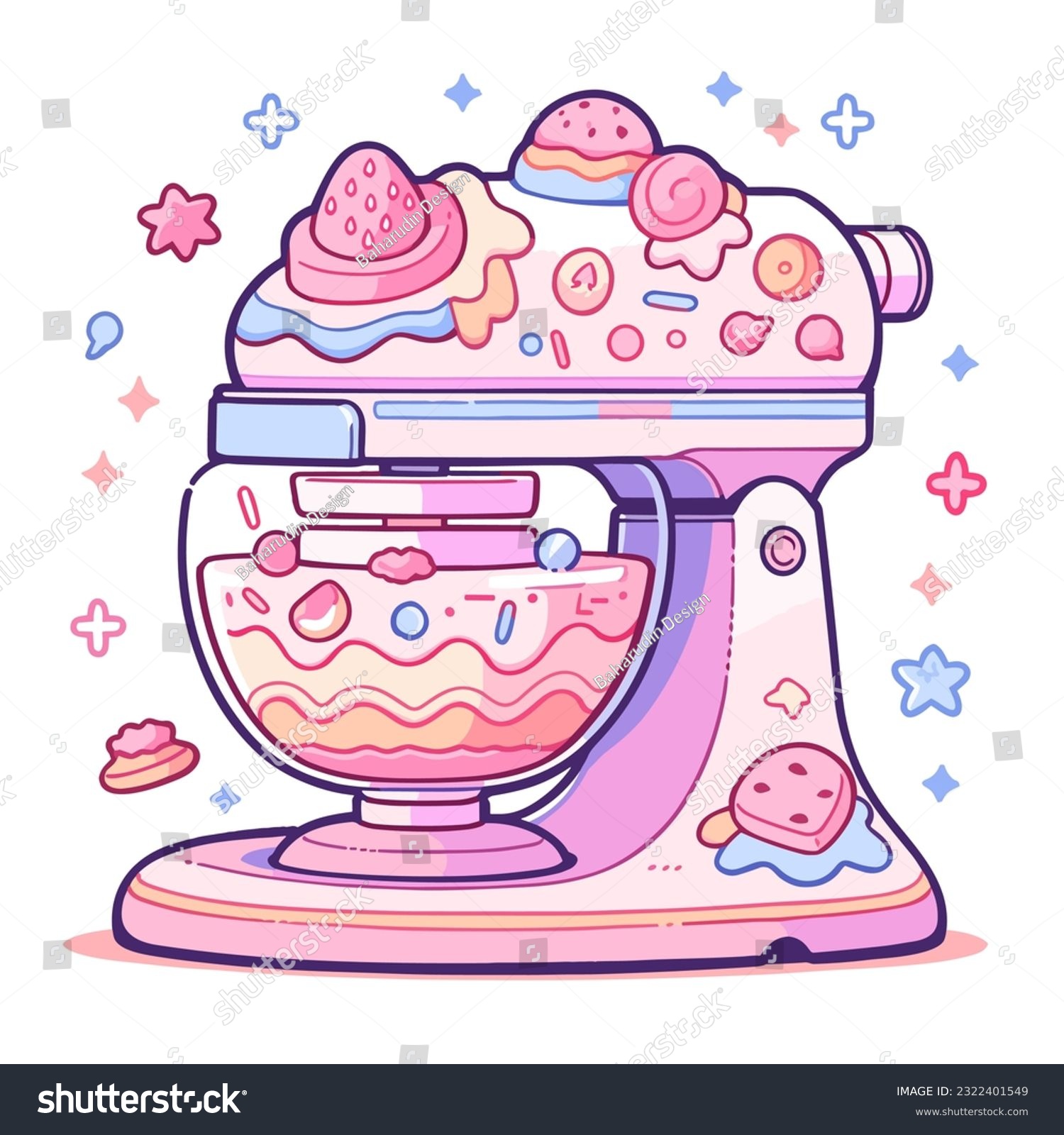 SVG of A cute cartoon mixer with a bowl of cake batter svg
